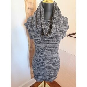 It's Our Time Sweater‎ Dress Womens Small Gray with Marled Knit Scarf